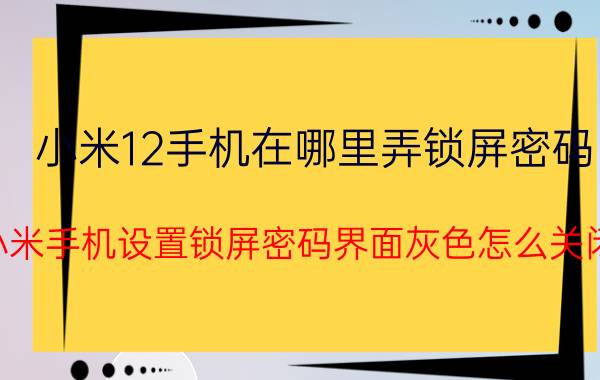 小米12手机在哪里弄锁屏密码 小米手机设置锁屏密码界面灰色怎么关闭？